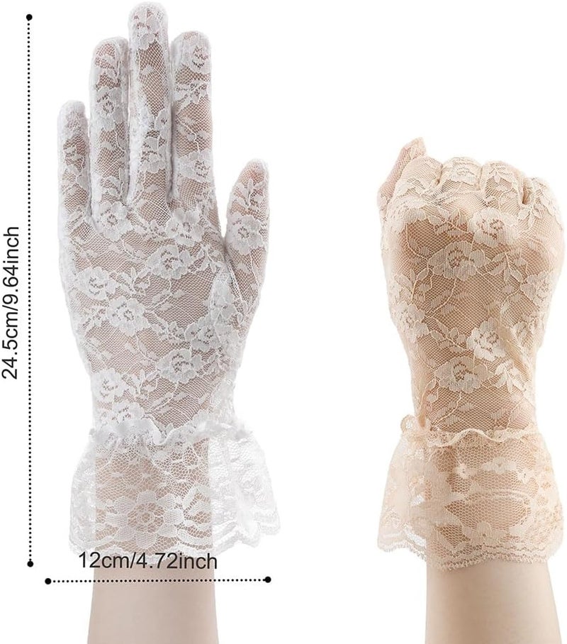 anpiwshjo Lace Gloves for Wedding Tea Party, Evening Gloves for Women - Image 2